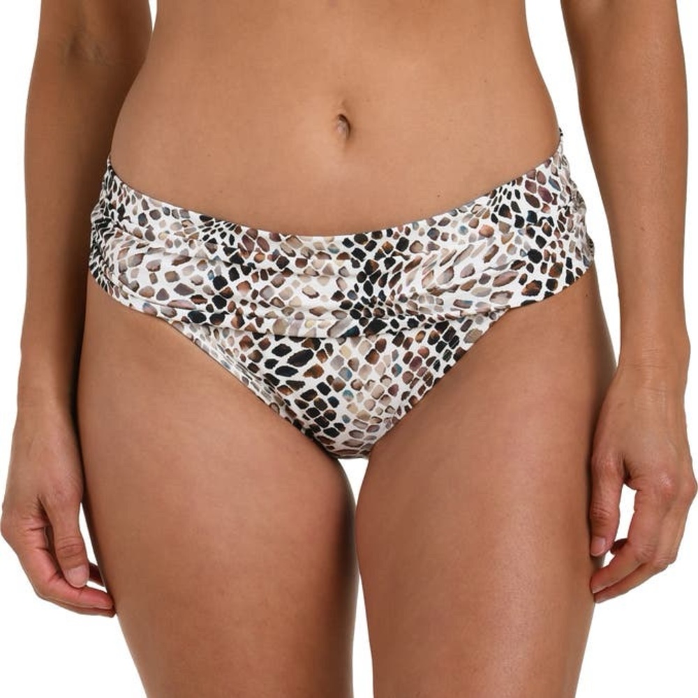 La Blanca Wild Shirred Bikini Bottoms Size 10 Taupe NWOT